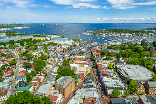 Anne Arundel county downtown annaolis arial view 